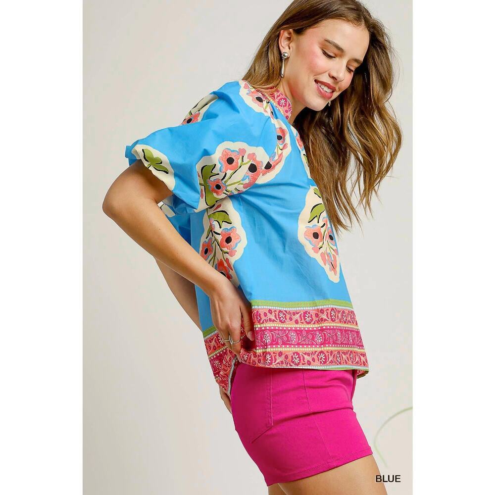 Umgee Boho-Chic Floral Print Blouse - Picture 2 of 3